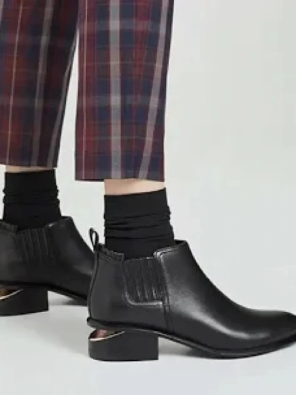 Alexander Wang Kori ankle boots featuring a distinct metallic cutout block heel - Picture 2 of 14